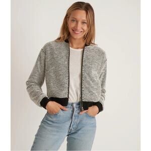 Marine Layer SZ S Birdseye Bomber in Black/White Contrast Style 14098